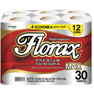 PAPEL HIG FOLHA DUPLA FLORAX PREMIUM MAX 6X12X30M