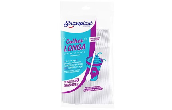 COLHER LONGA BRANCA 50UN