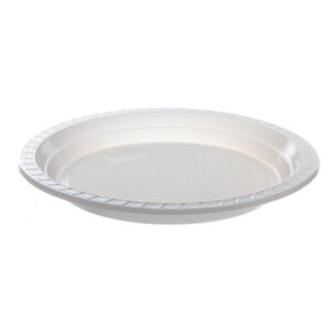Prato plástico 23cm raso branco 25x10