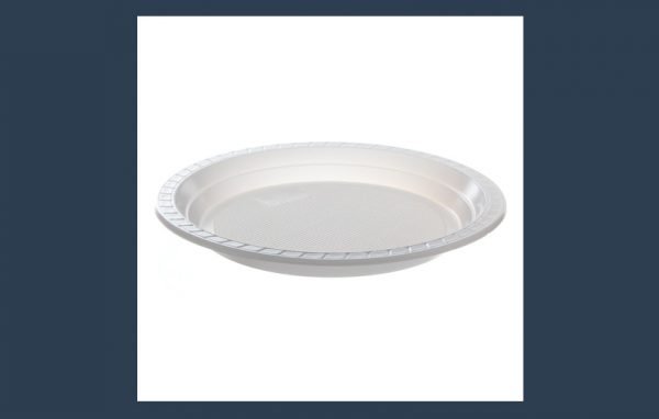 Prato plástico 23cm raso branco 25x10