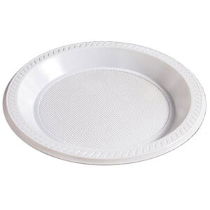 Prato plástico 23cm fundo branco 25x10