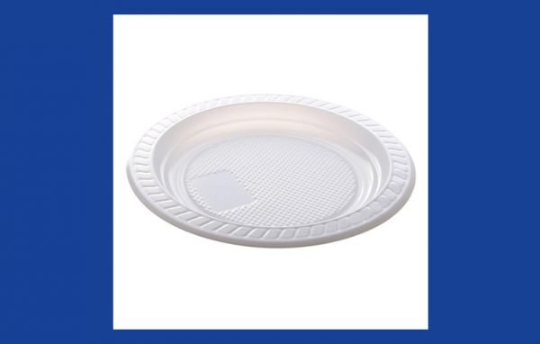 Prato plástico 15cm raso branco 100x10