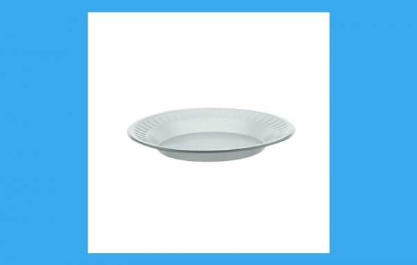 Prato plástico 21cm fundo branco 50x10