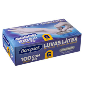 LUVA LATEX TAMANHO G C/PO 100X1
