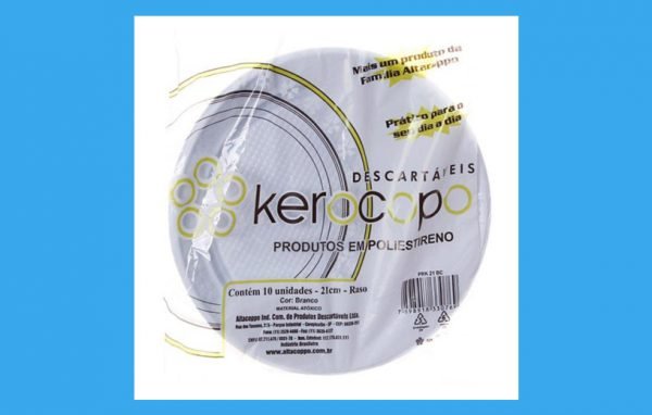 Prato plástico 21cm raso branco